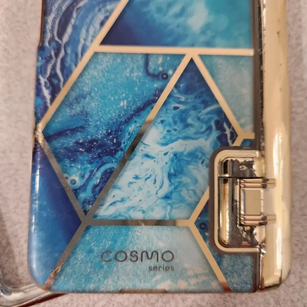 I-Blason Blue Gold Cosmo For Samsung Galaxy Z Fold 4 Case W/Pen Holder